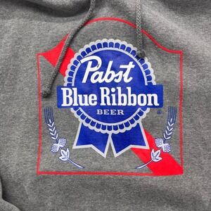 Pabst Blue Ribbon PBR Beer Logo Hoodie Gray Independent Trading Co 2XL
